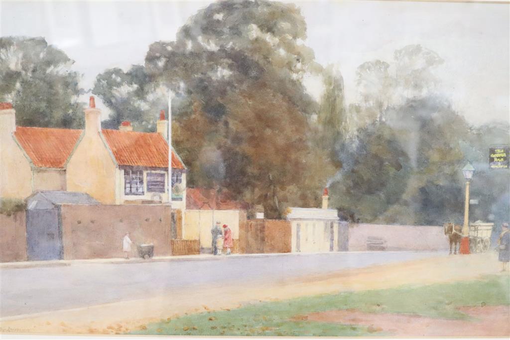Gerald Wakeman (Irish), watercolour, Hampstead Village, signed, 30 x 49cm